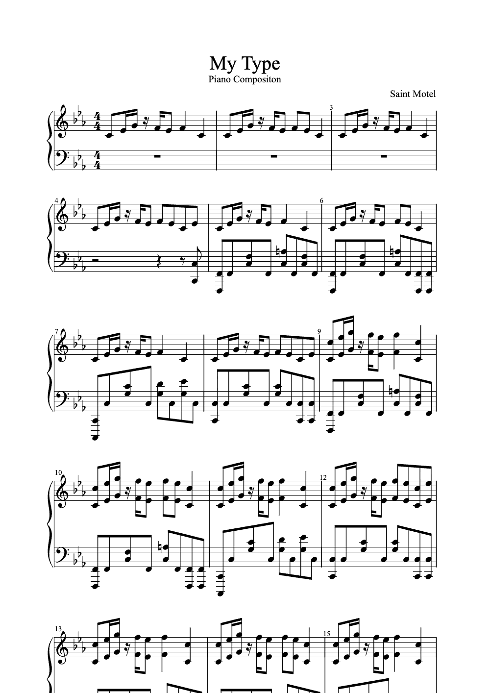 Sheet music preview for My Type