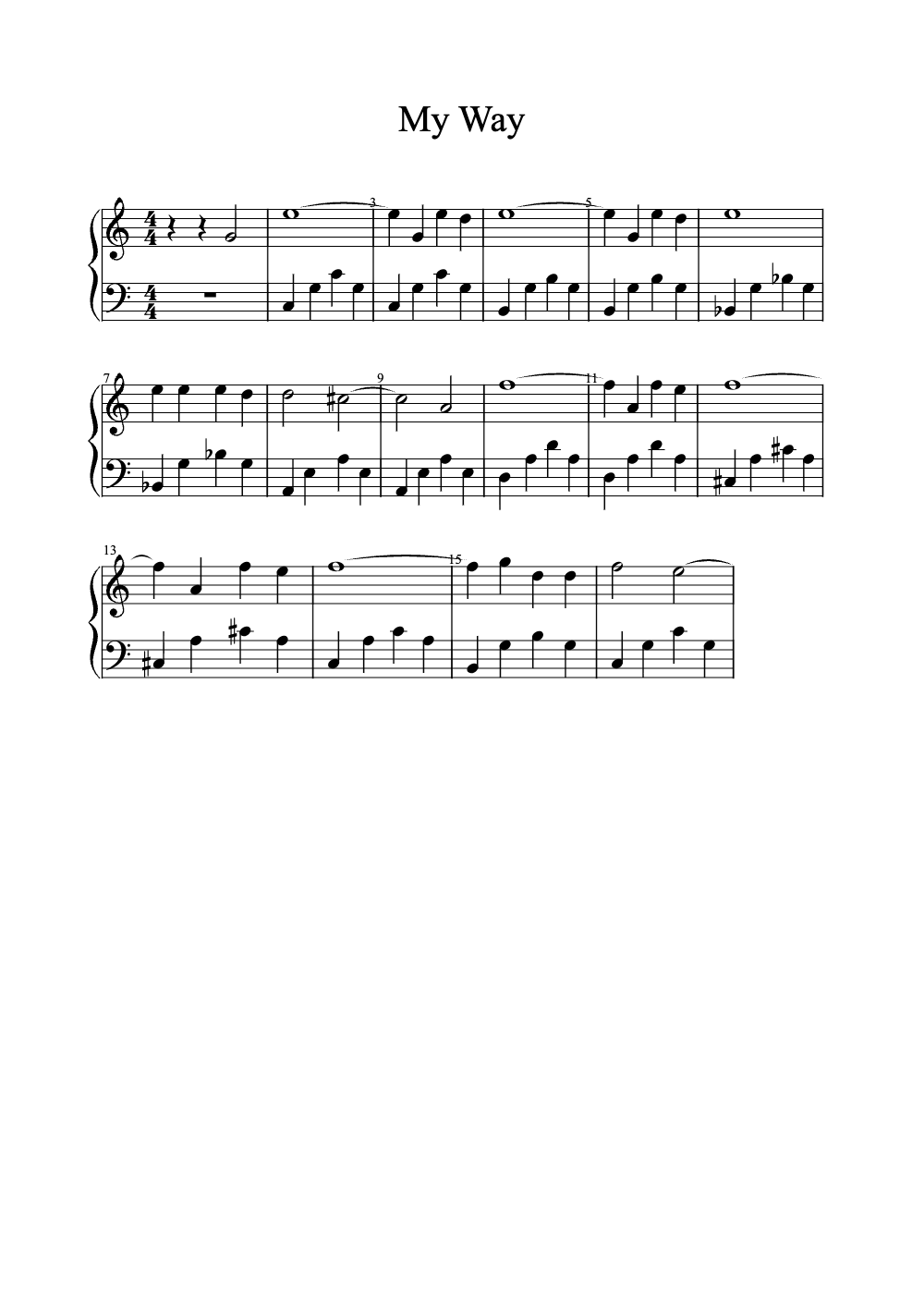 Sheet music preview for My Way
