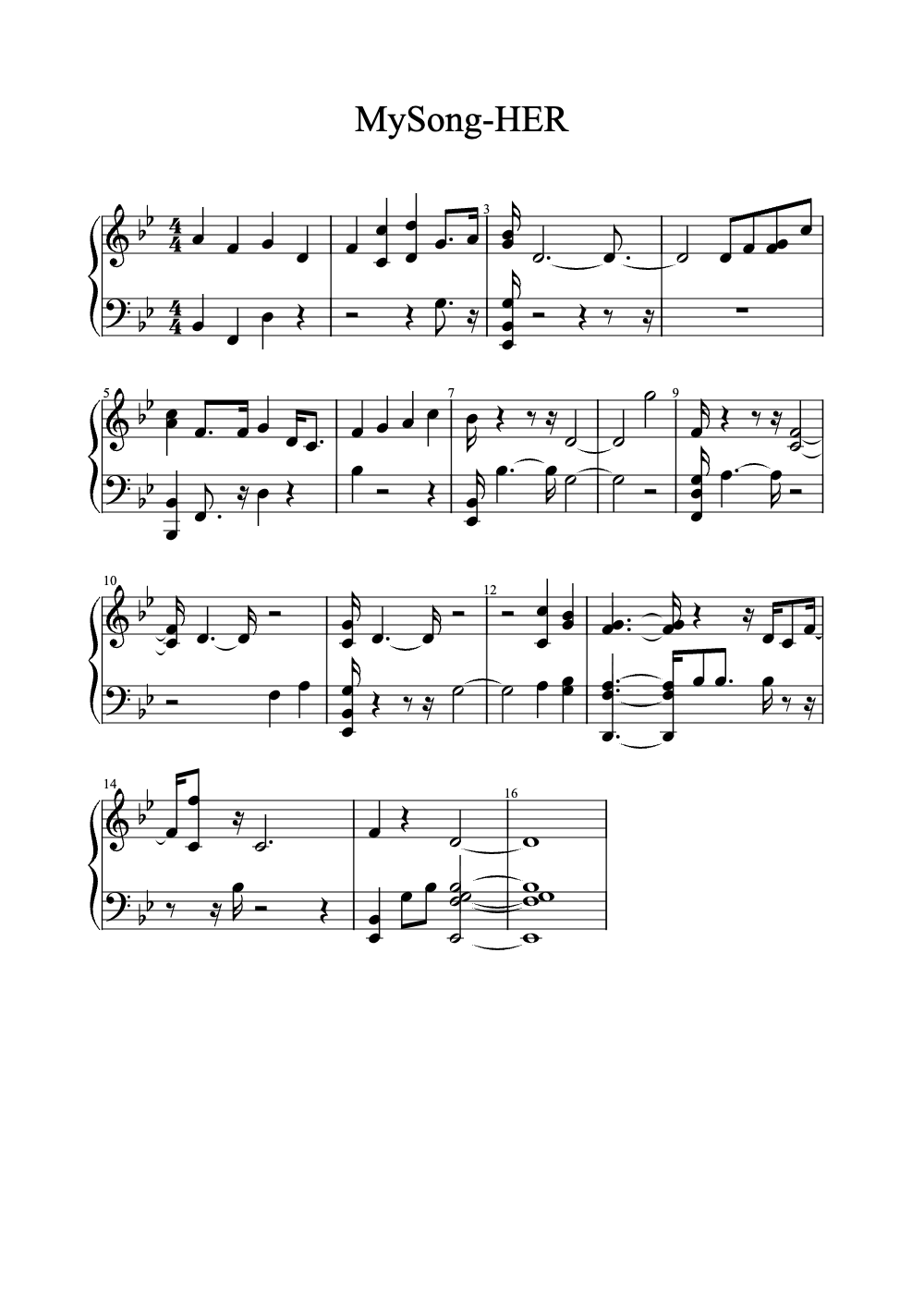 Sheet music preview for My Song