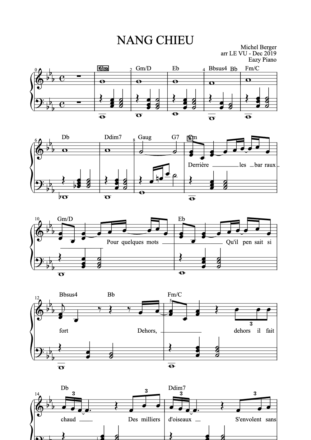 Sheet music preview for Nàng Chiều