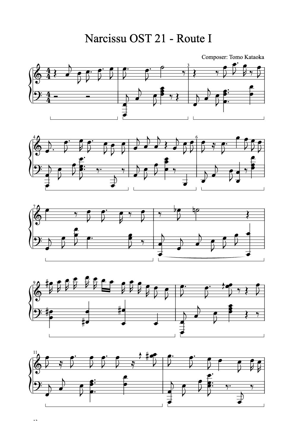 Sheet music preview for Route I