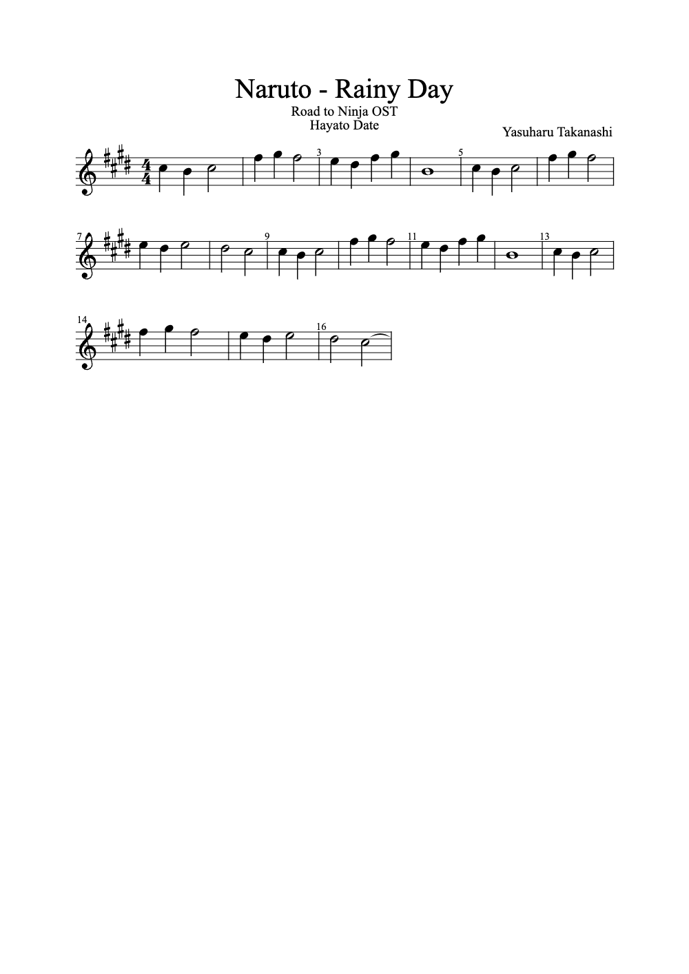 Sheet music preview for Rainy Day
