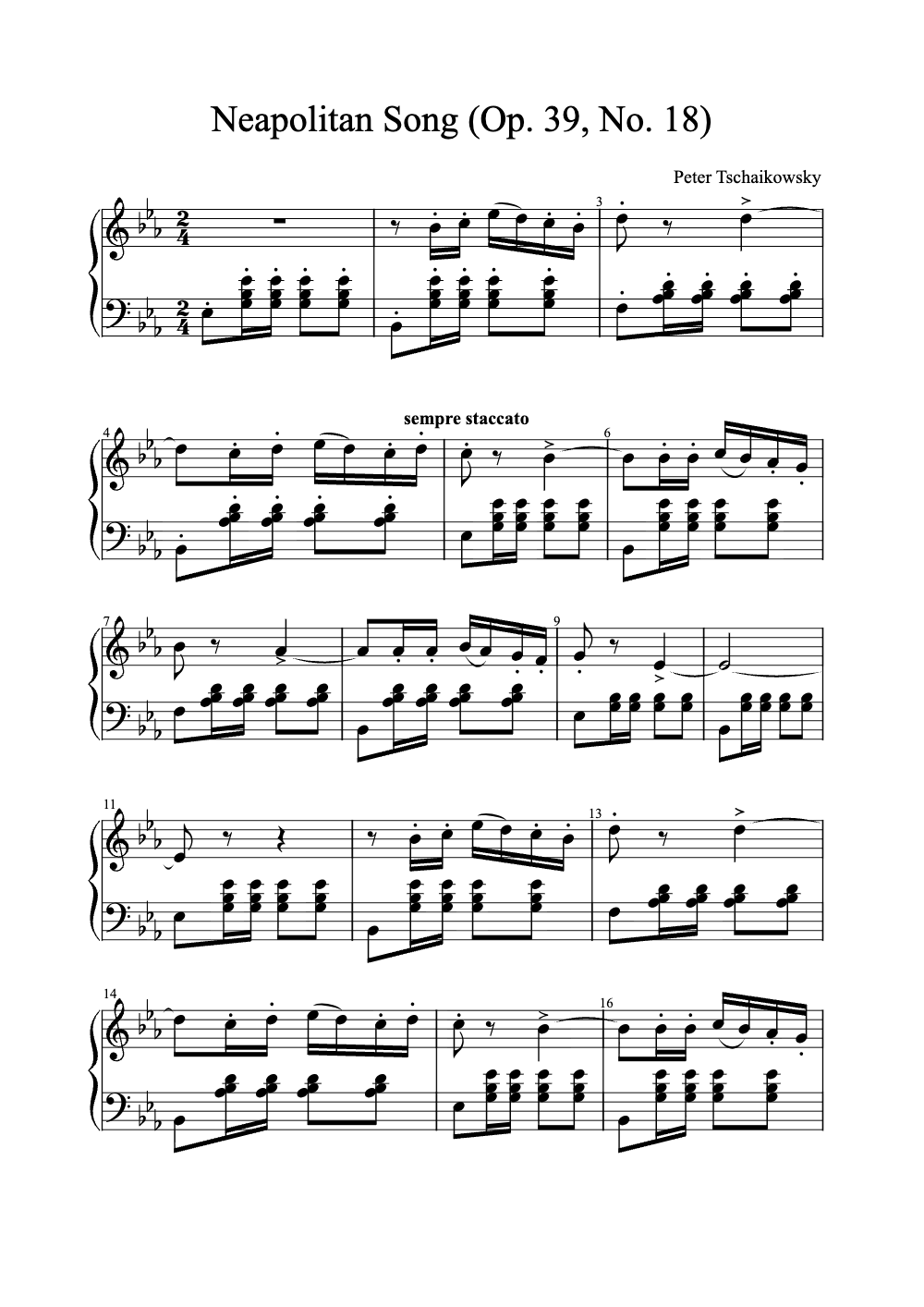 Sheet music preview for Neapolitan Song