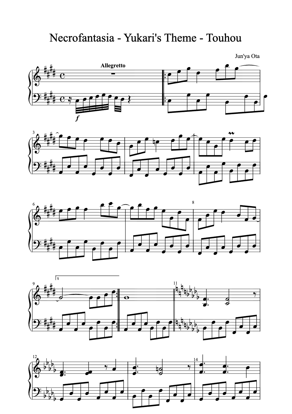 Sheet music preview for Necrofantasia