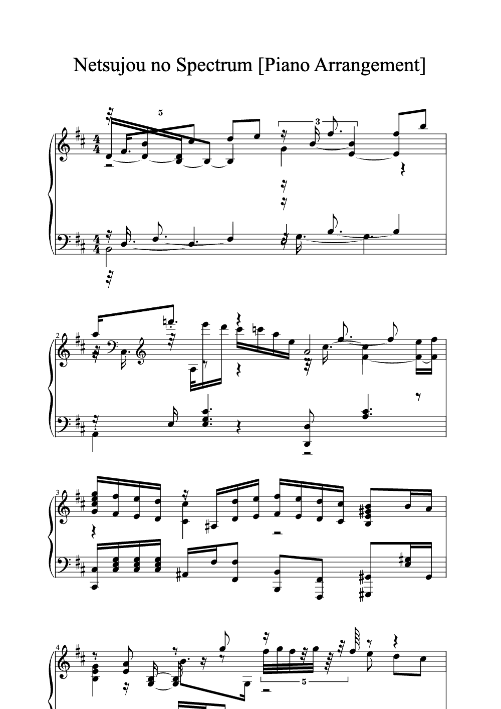 Sheet music preview for Netsujou no Spectrum