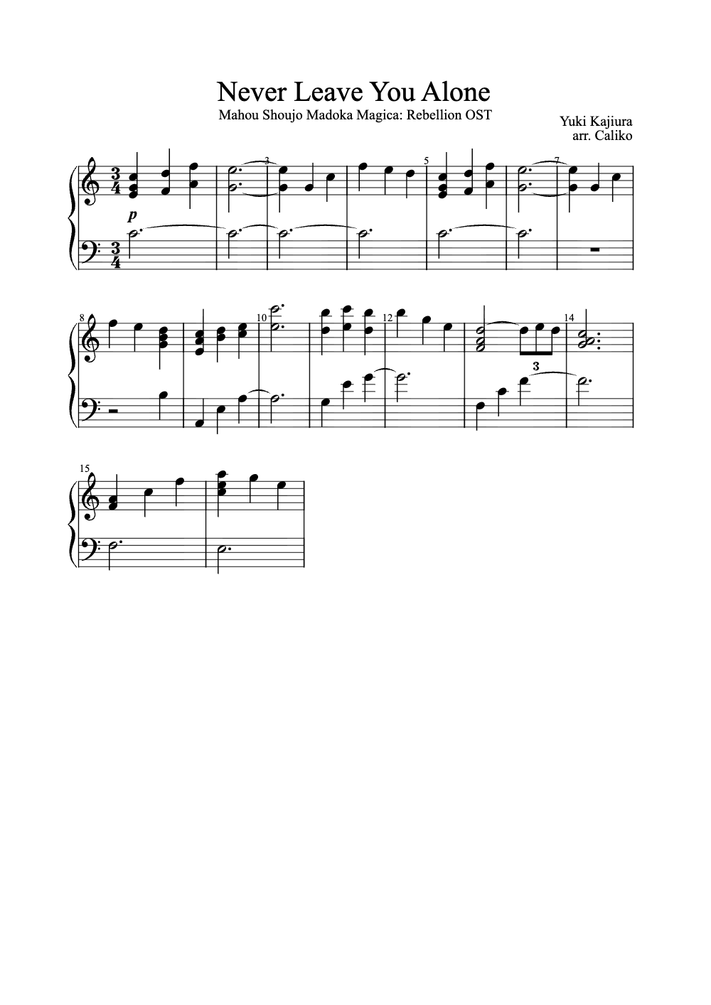 Sheet music preview for Never Leave You Alone