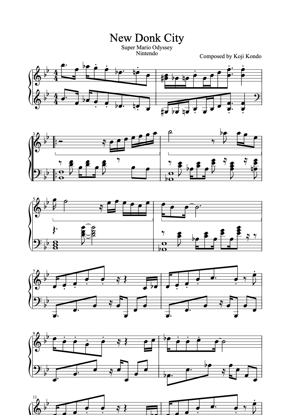 Sheet music preview for New Donk City