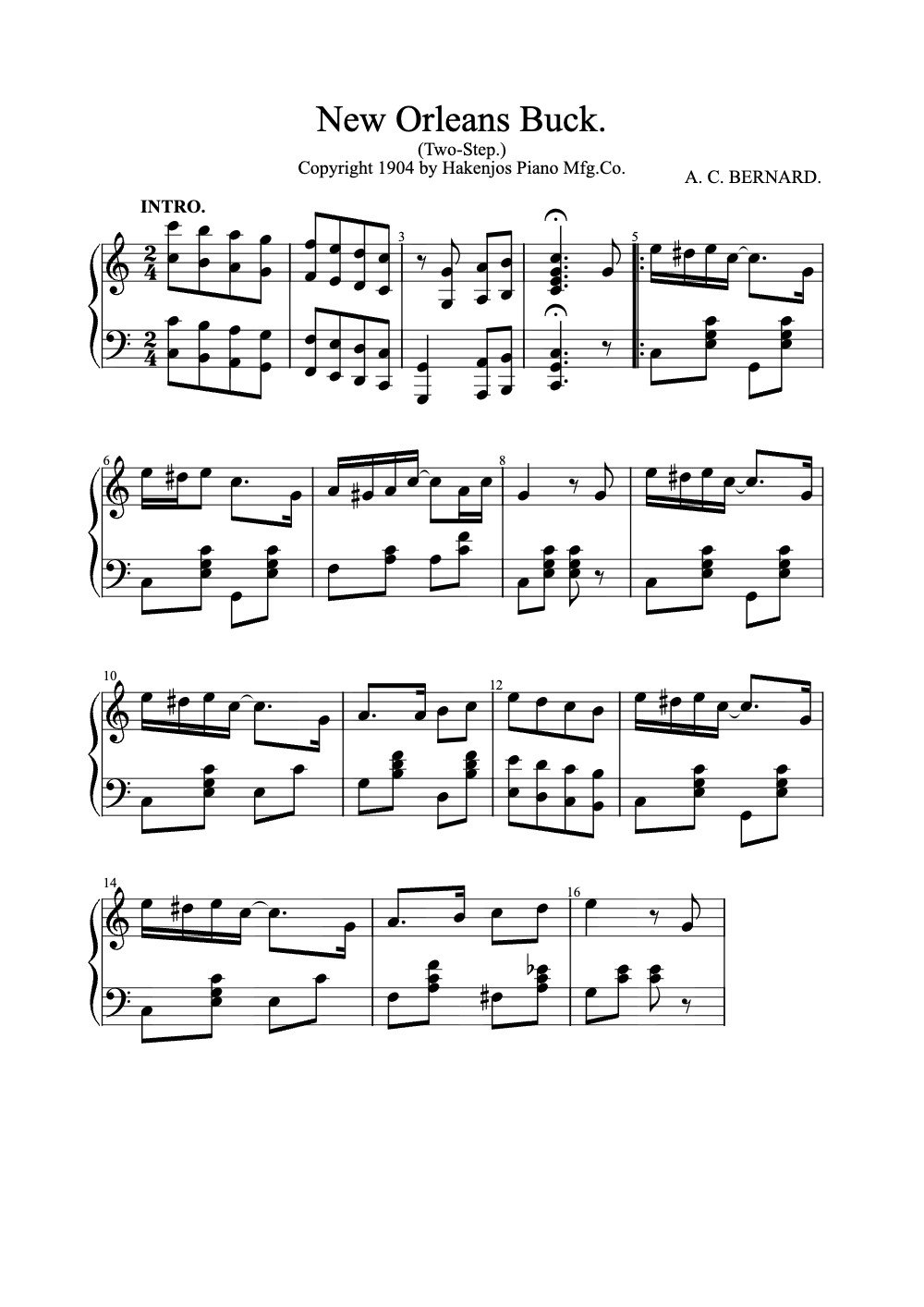 Sheet music preview for New Orleans Buck