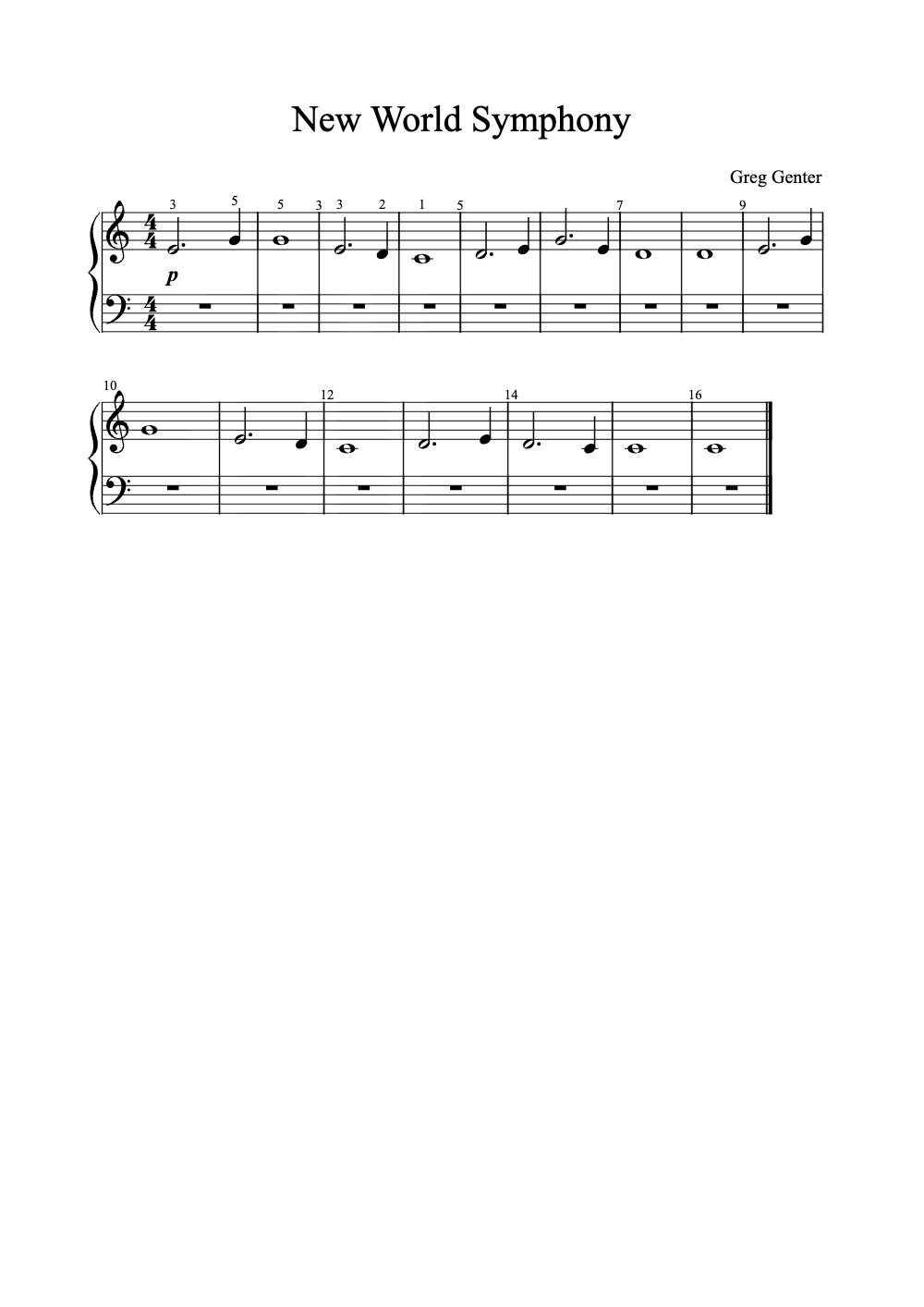 Sheet music preview for New World Symphony