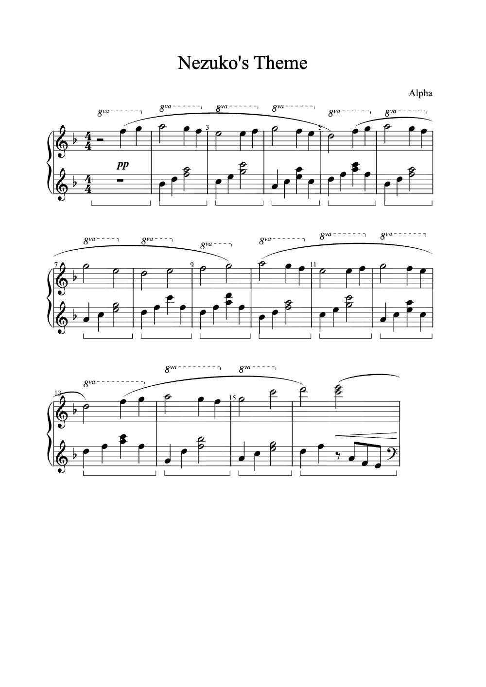 Sheet music preview for Nezuko's Theme
