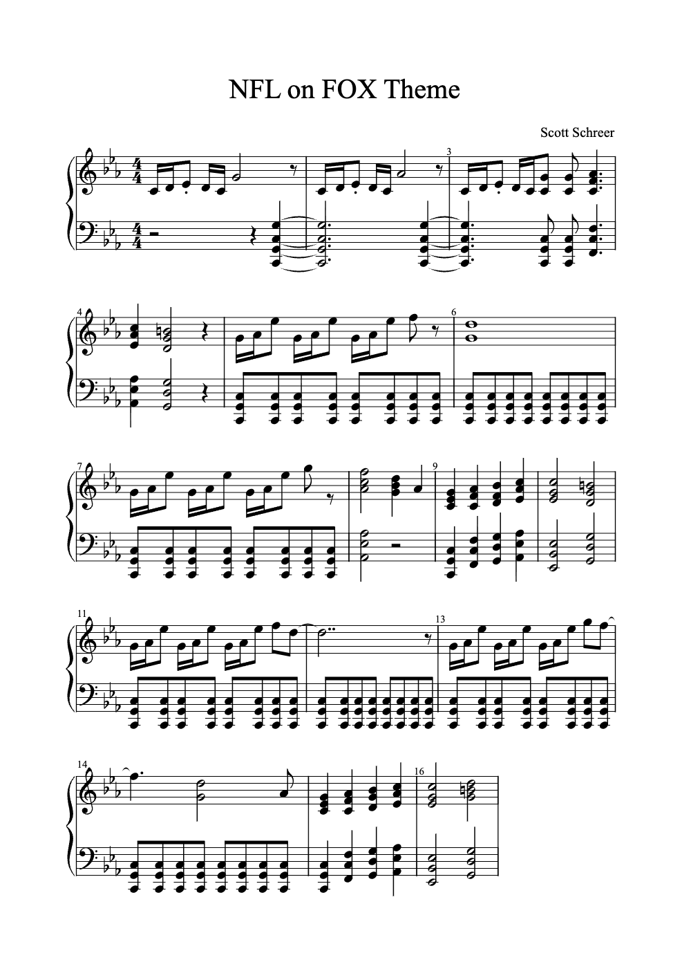Sheet music preview for NFL on Fox Theme