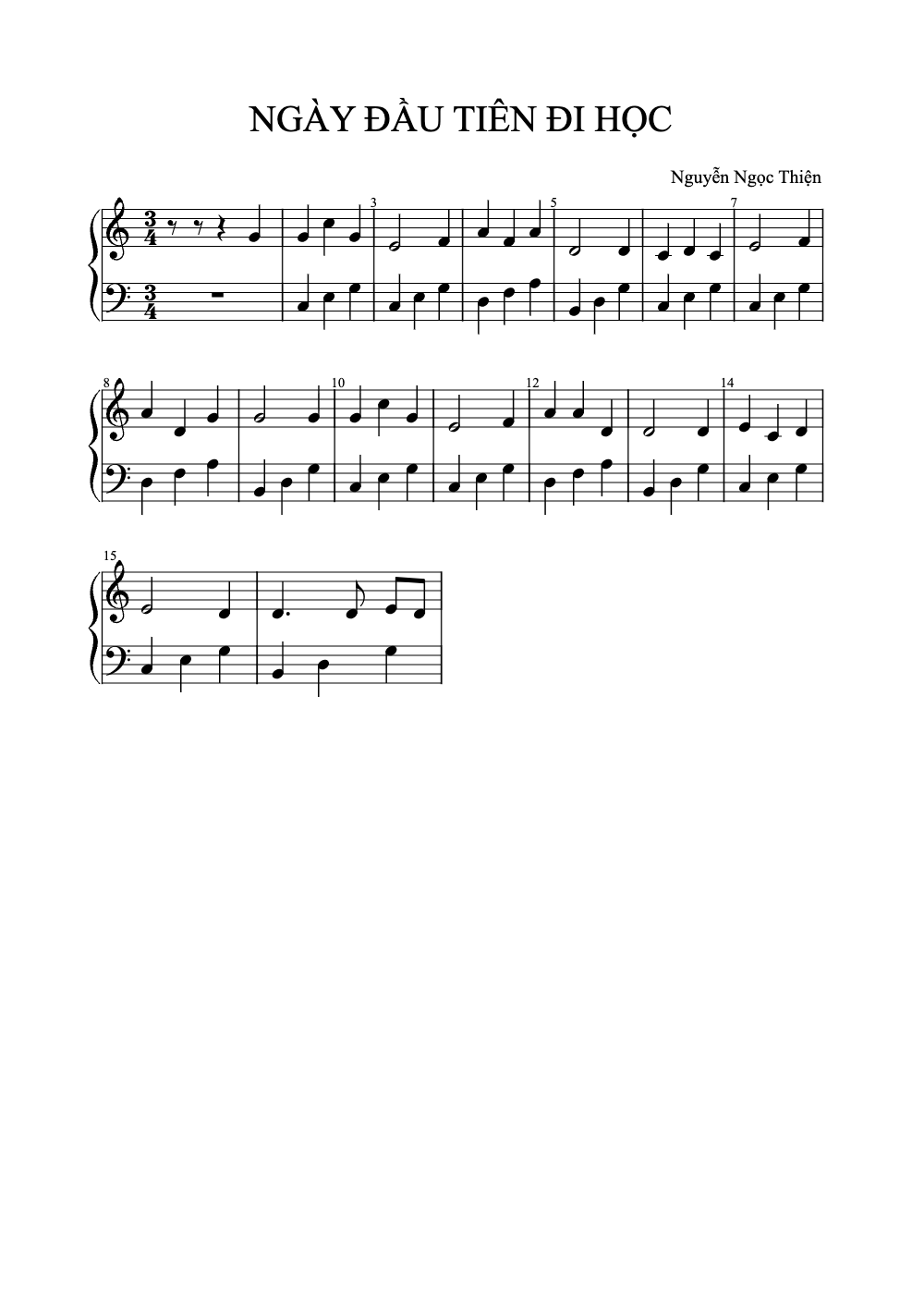Sheet music preview for Ngày Đầu Tiên Đi Học