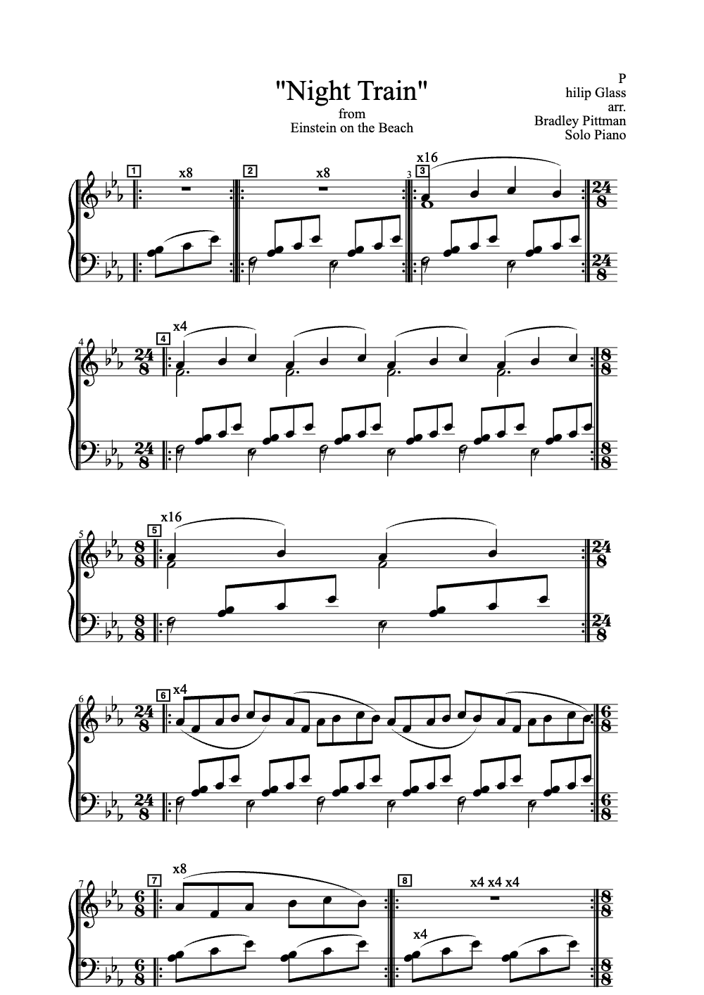 Sheet music preview for Night Train