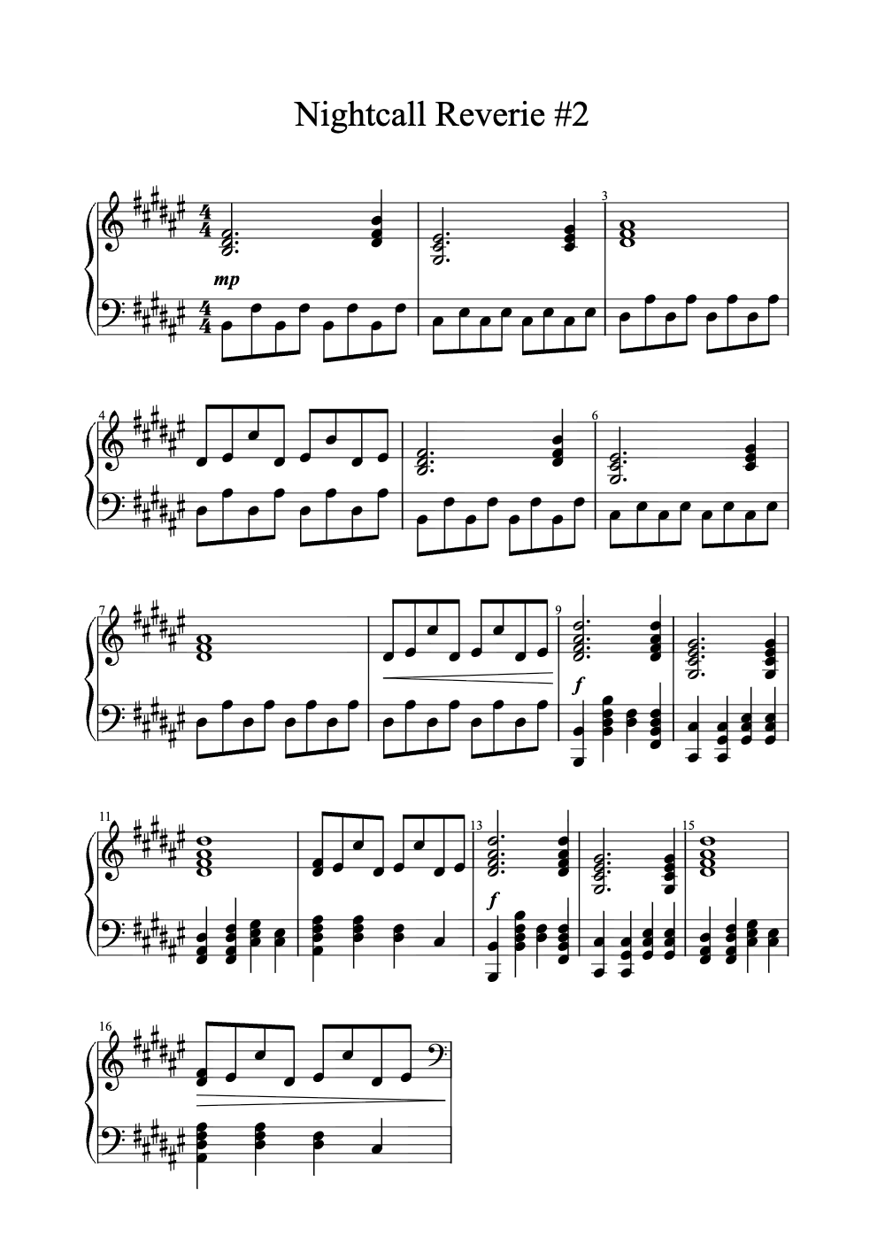 Sheet music preview for Nightcall Reverie #2