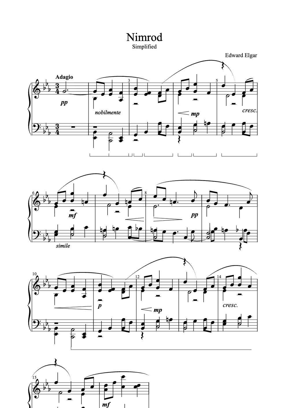 Sheet music preview for Nimrod