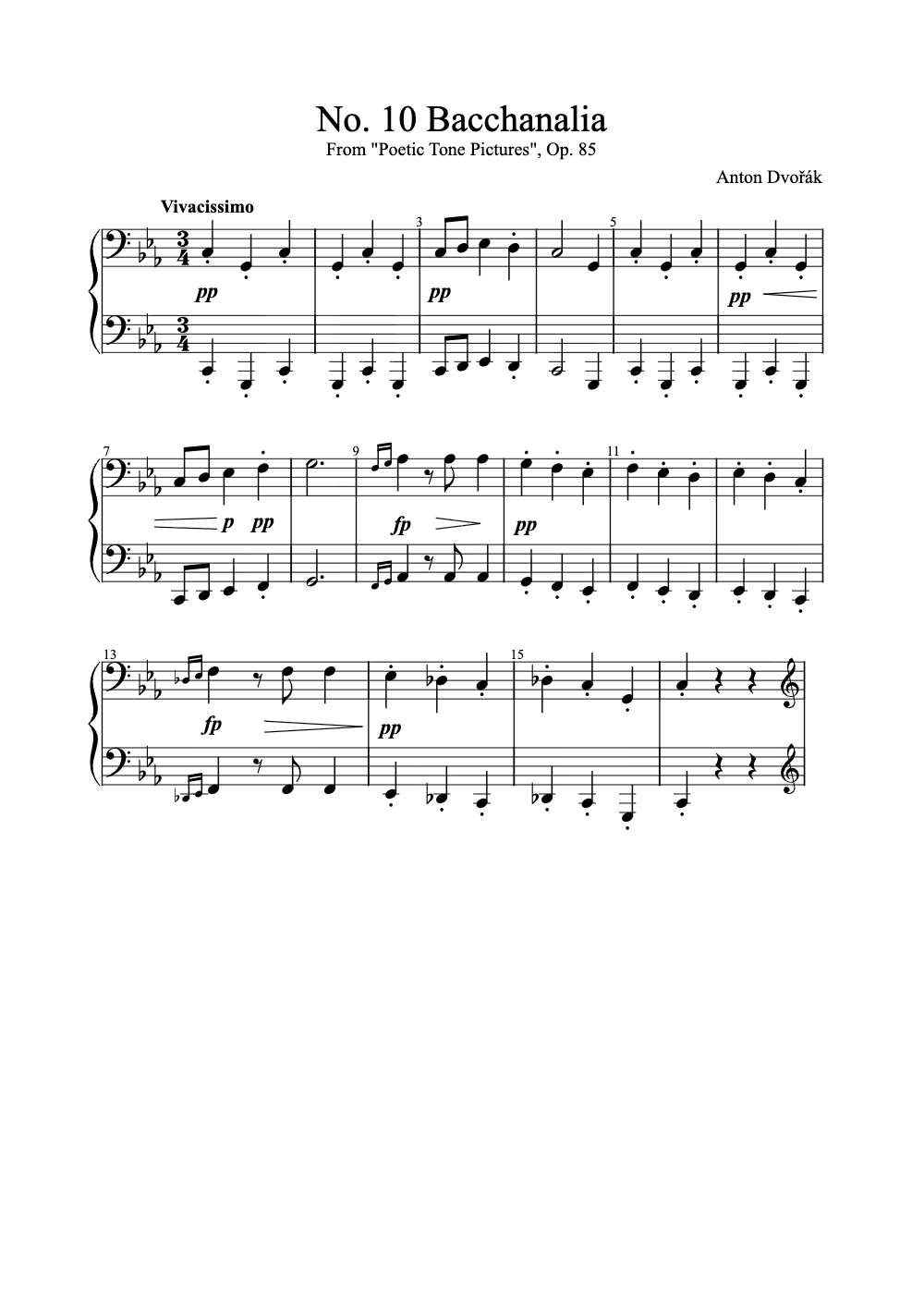 Sheet music preview for No. 10 Bacchanalia