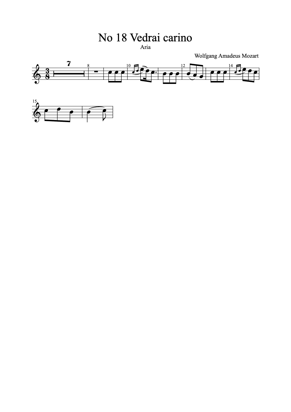 Sheet music preview for No. 18 Vedrai Carino