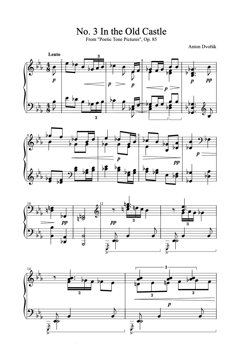 Sheet music preview for No. 3 in the Old Castle