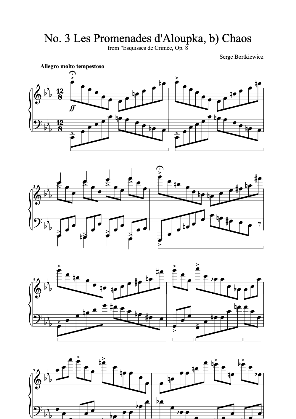 Sheet music preview for No. 3 Les Promenades D'aloupka, B) Chaos