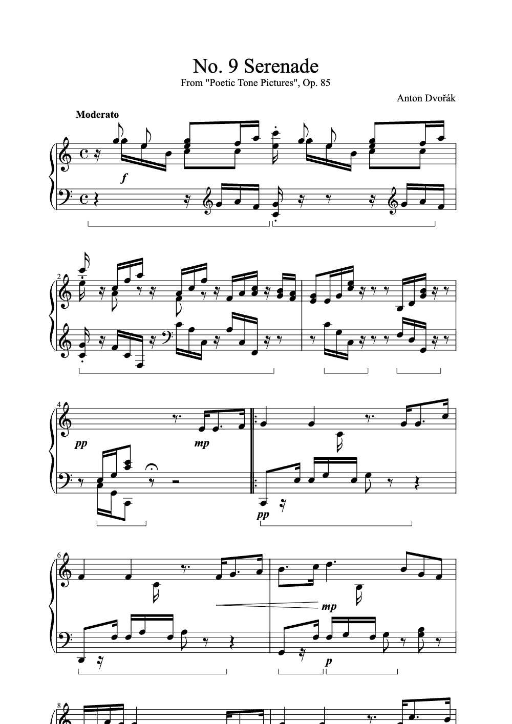 Sheet music preview for No. 9 Serenade