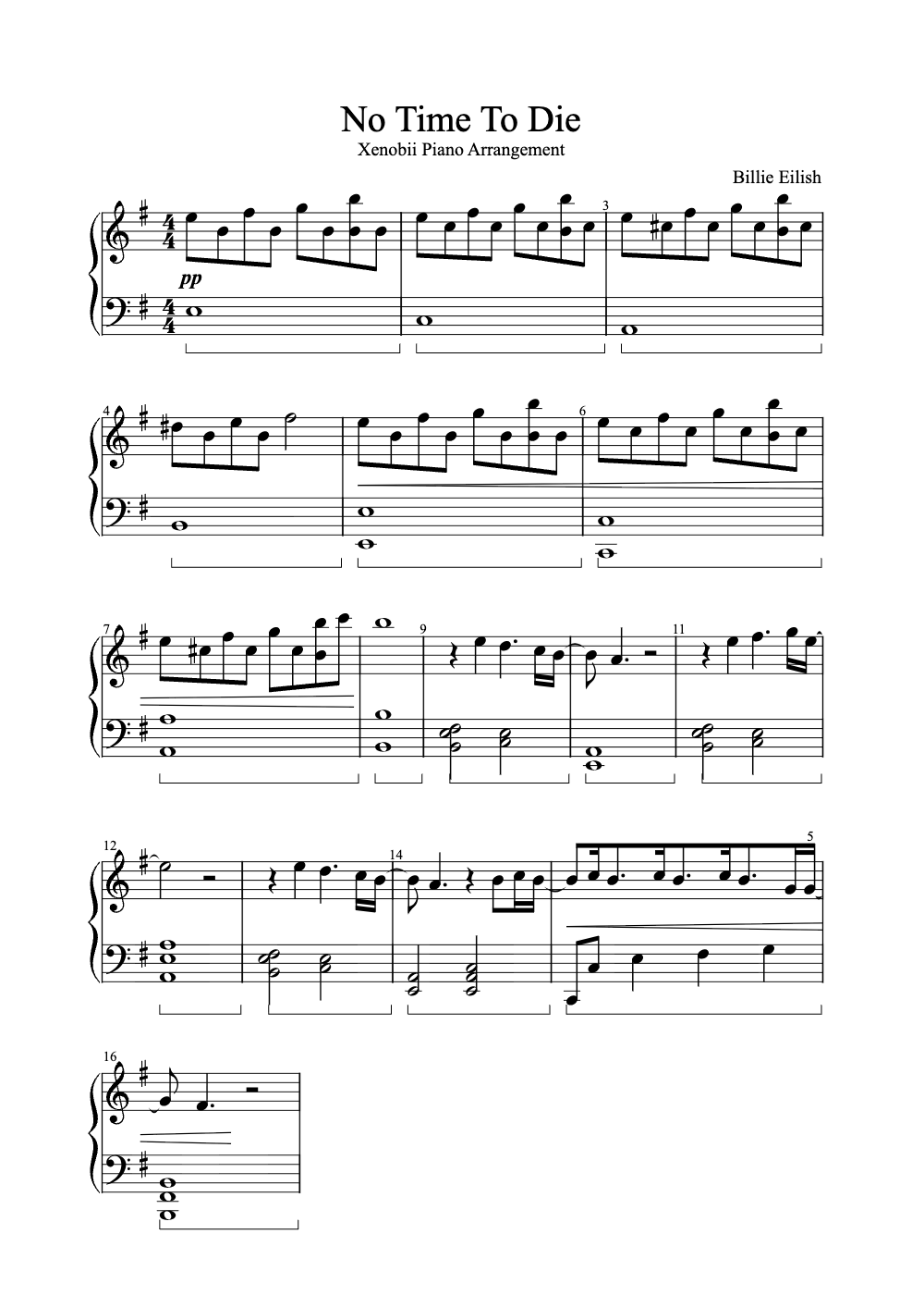 Sheet music preview for No Time to Die