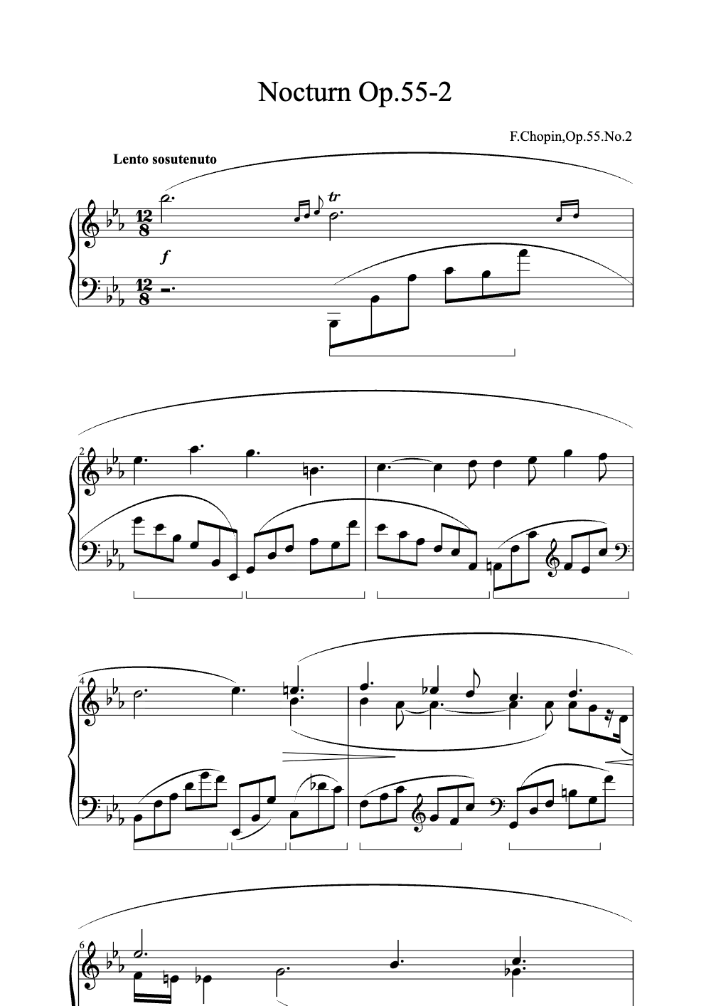 Sheet music preview for Nocturne Op. 55 No. 2