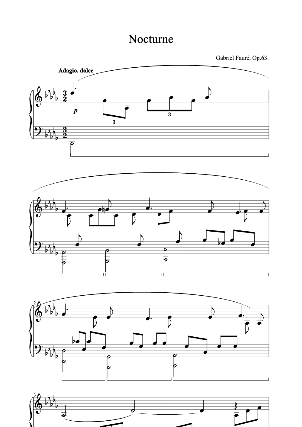 Sheet music preview for Nocturne