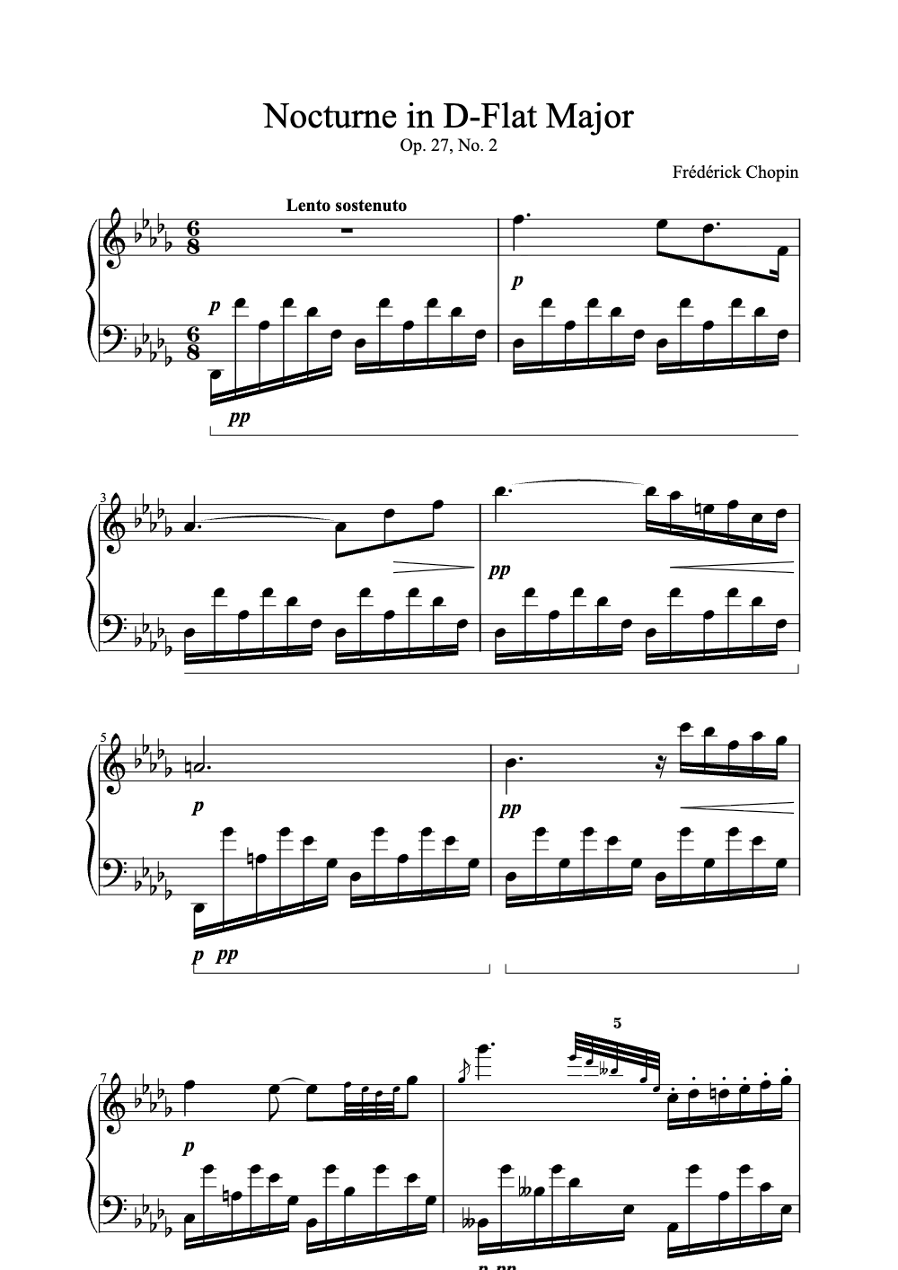 Sheet music preview for Nocturne in D-Flat Major