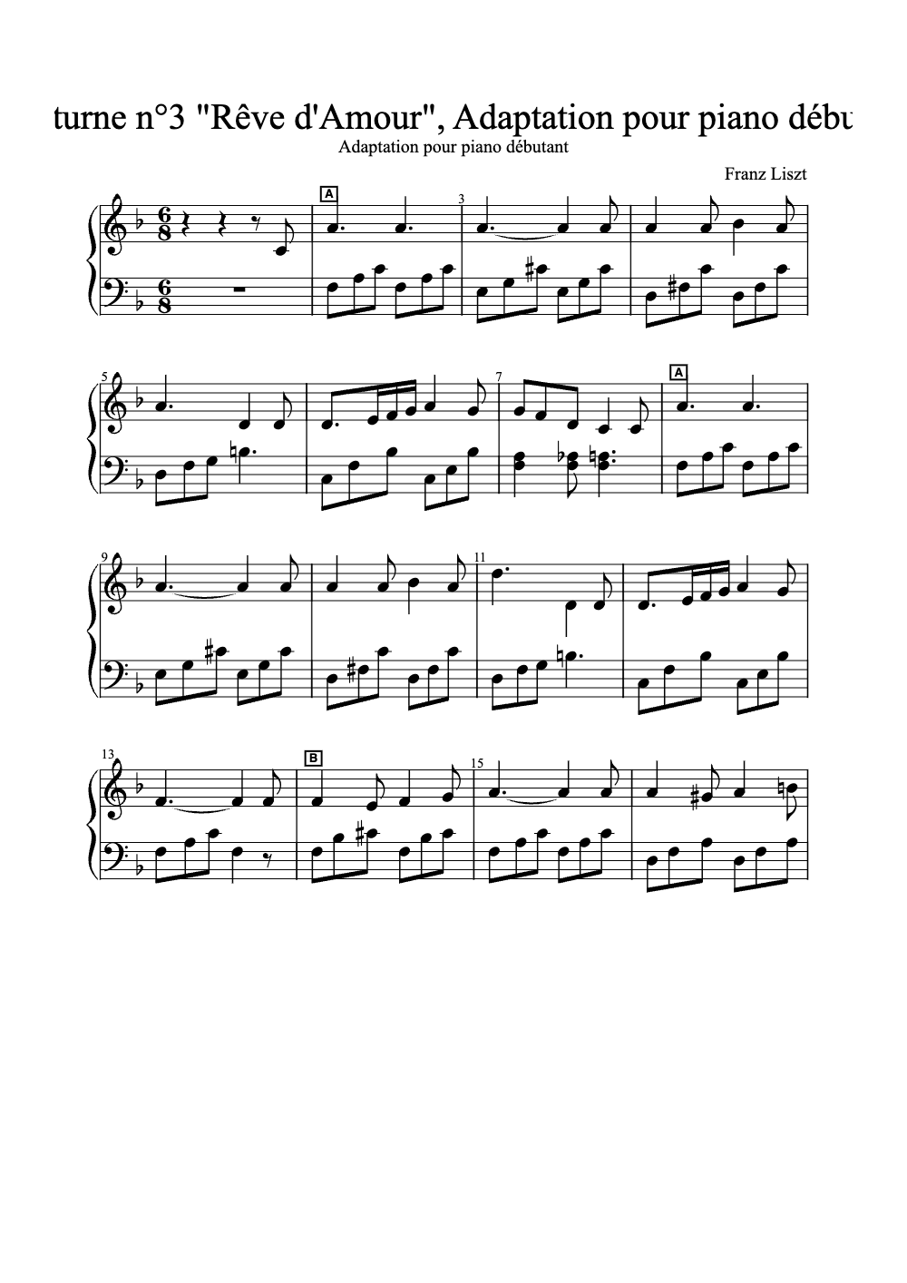 Sheet music preview for Nocturne No. 3 "Rêve d'Amour"