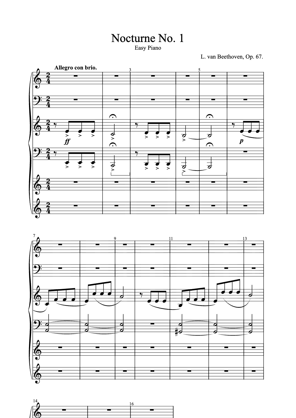 Sheet music preview for Nocturne No. 1