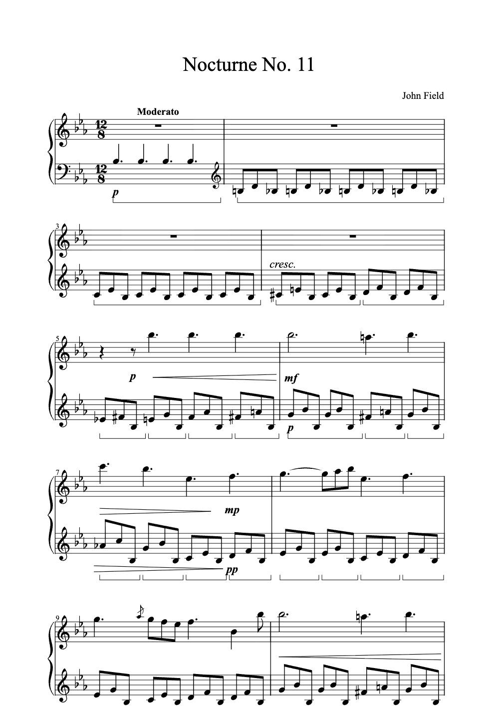 Sheet music preview for Nocturne No. 11