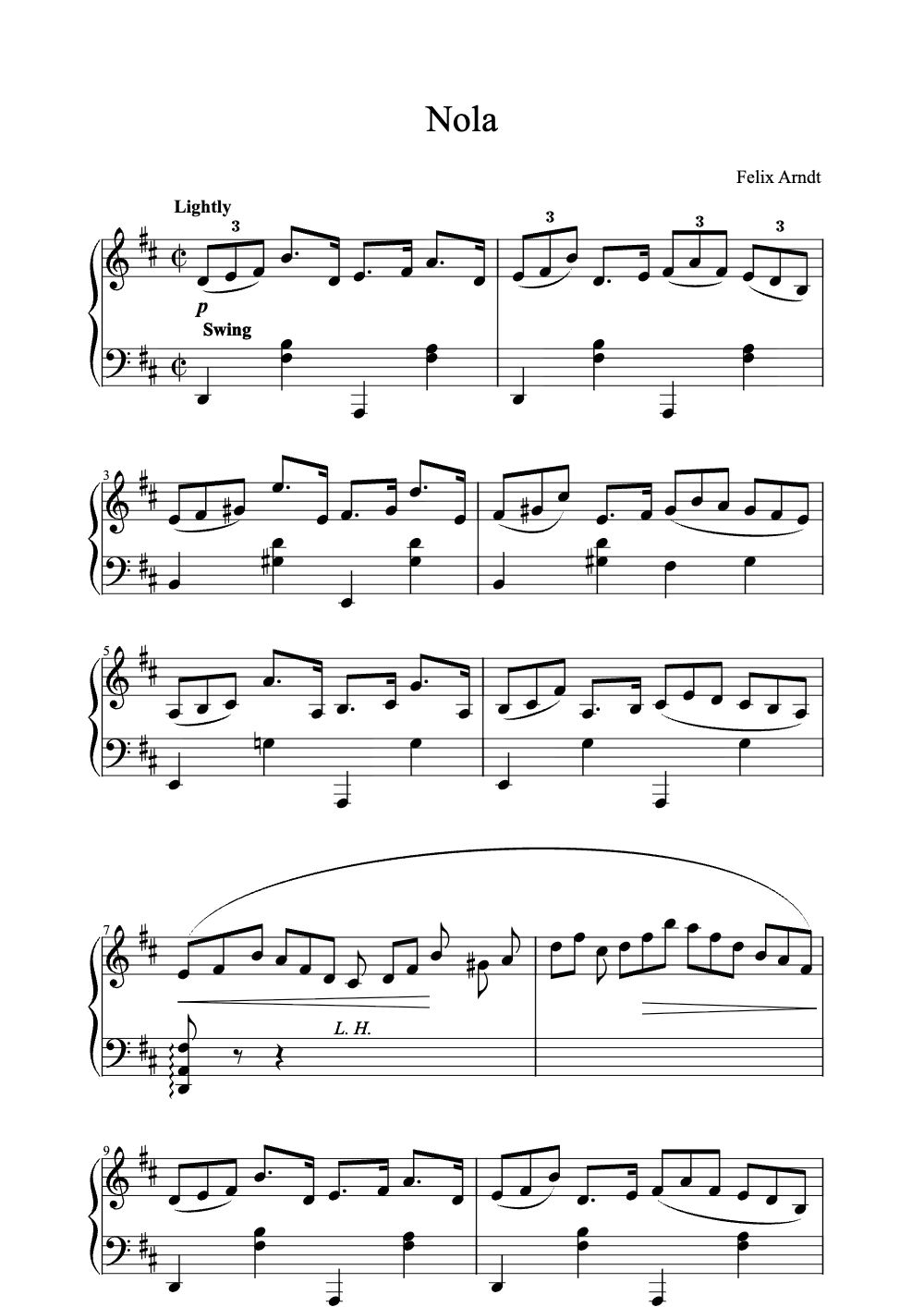 Sheet music preview for Nola