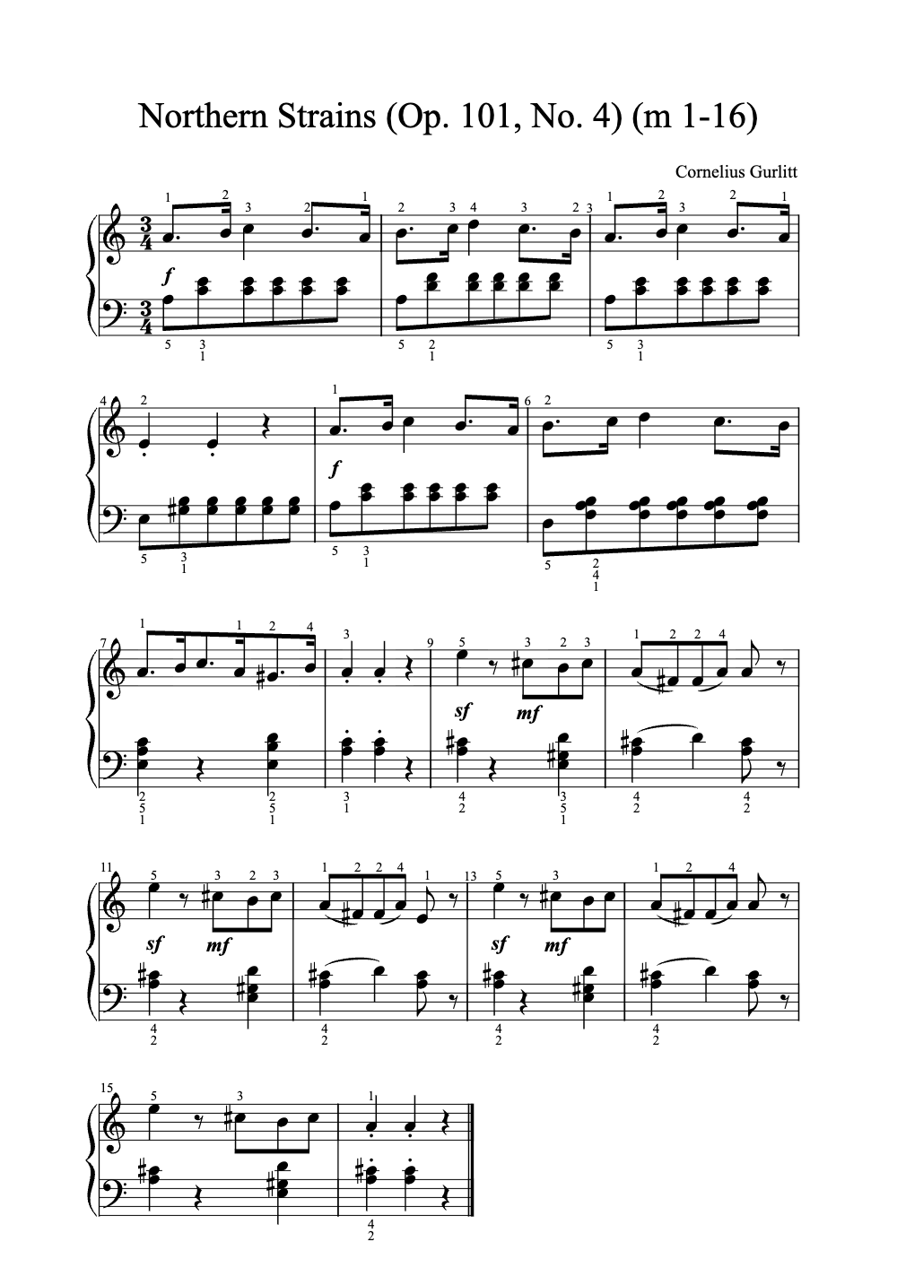 Sheet music preview for Northern Strains