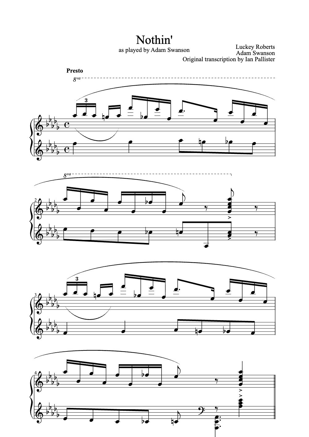 Sheet music preview for Nothin'