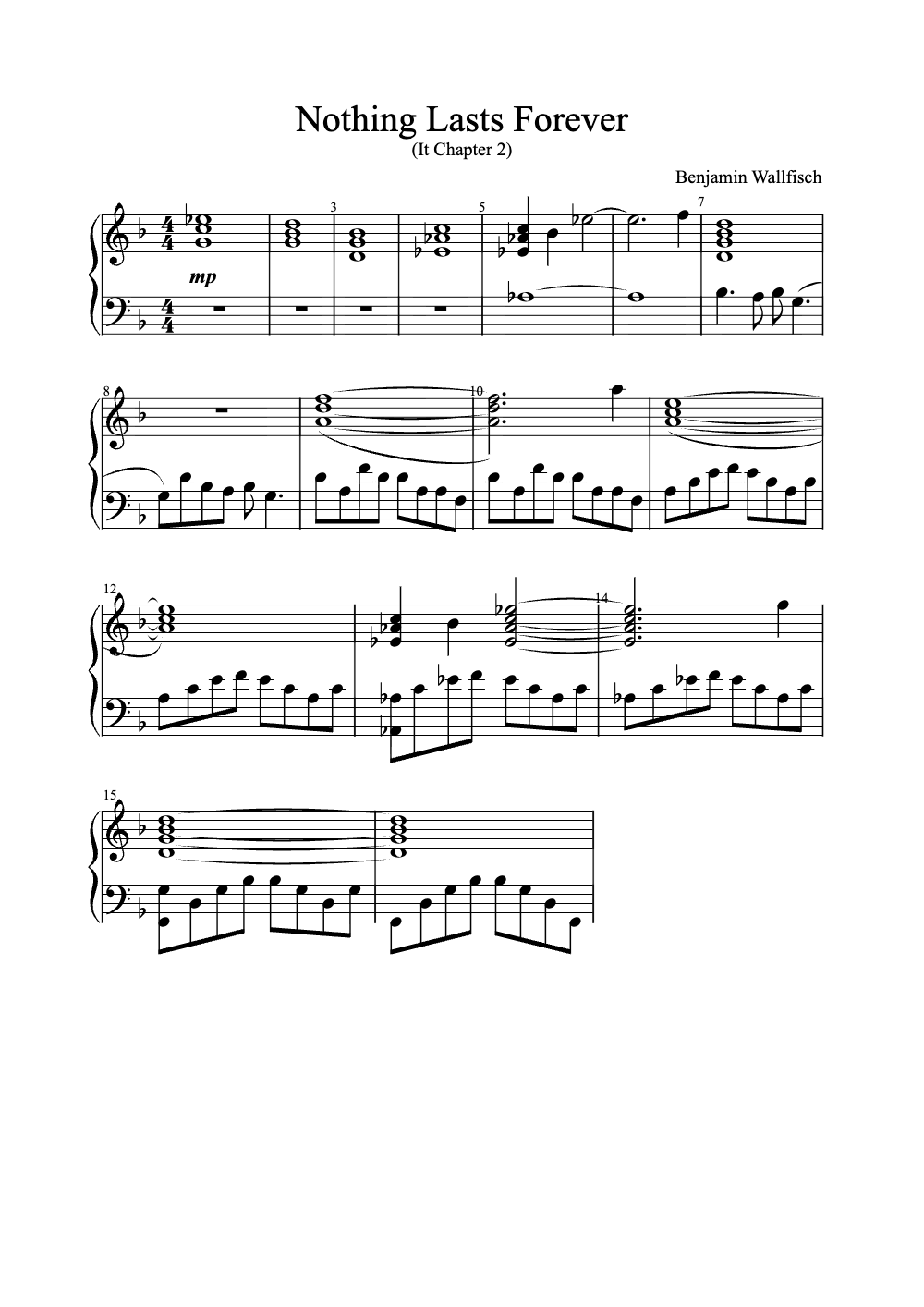 Sheet music preview for Nothing Lasts Forever