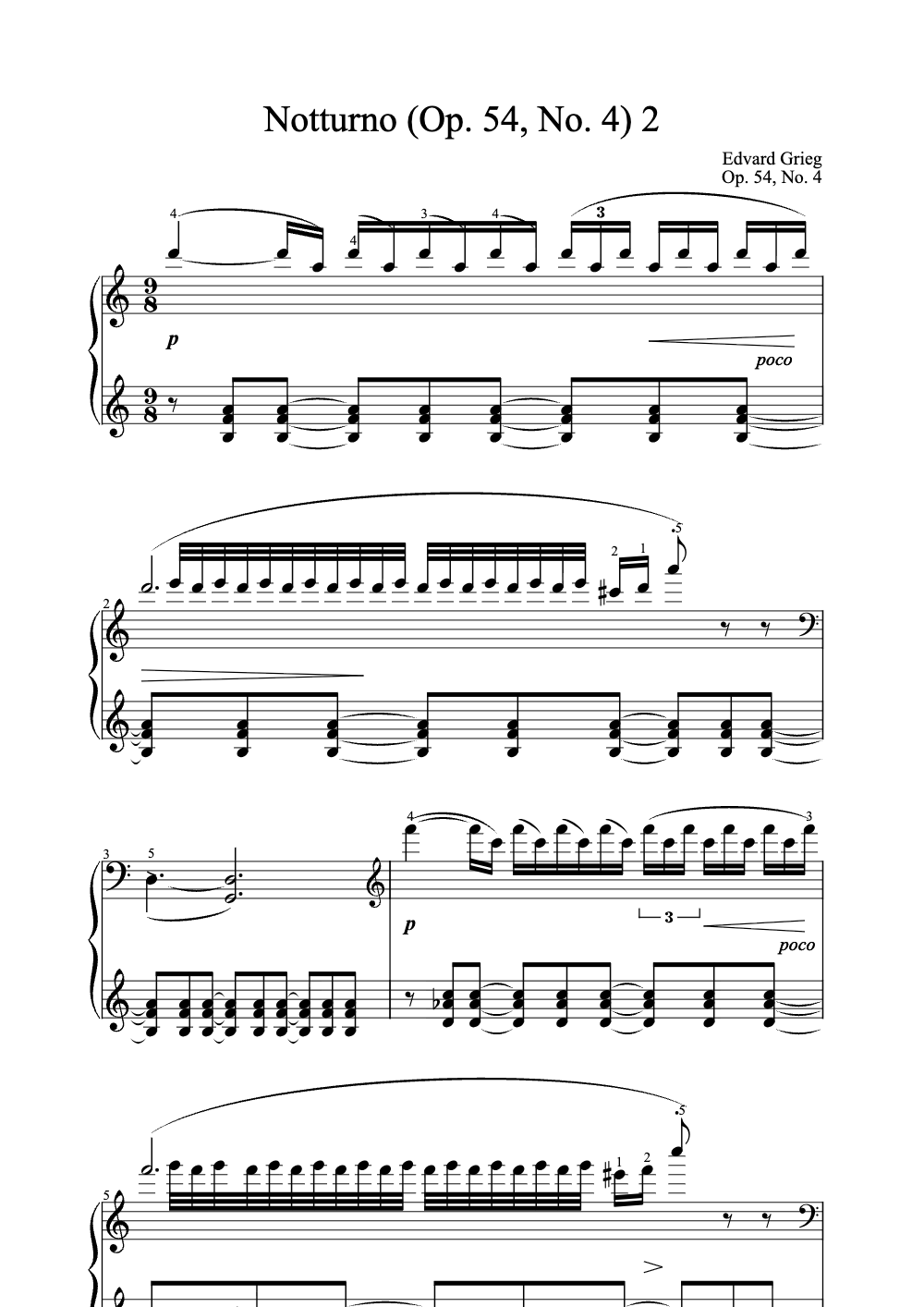 Sheet music preview for Notturno (Op. 54, No. 4)