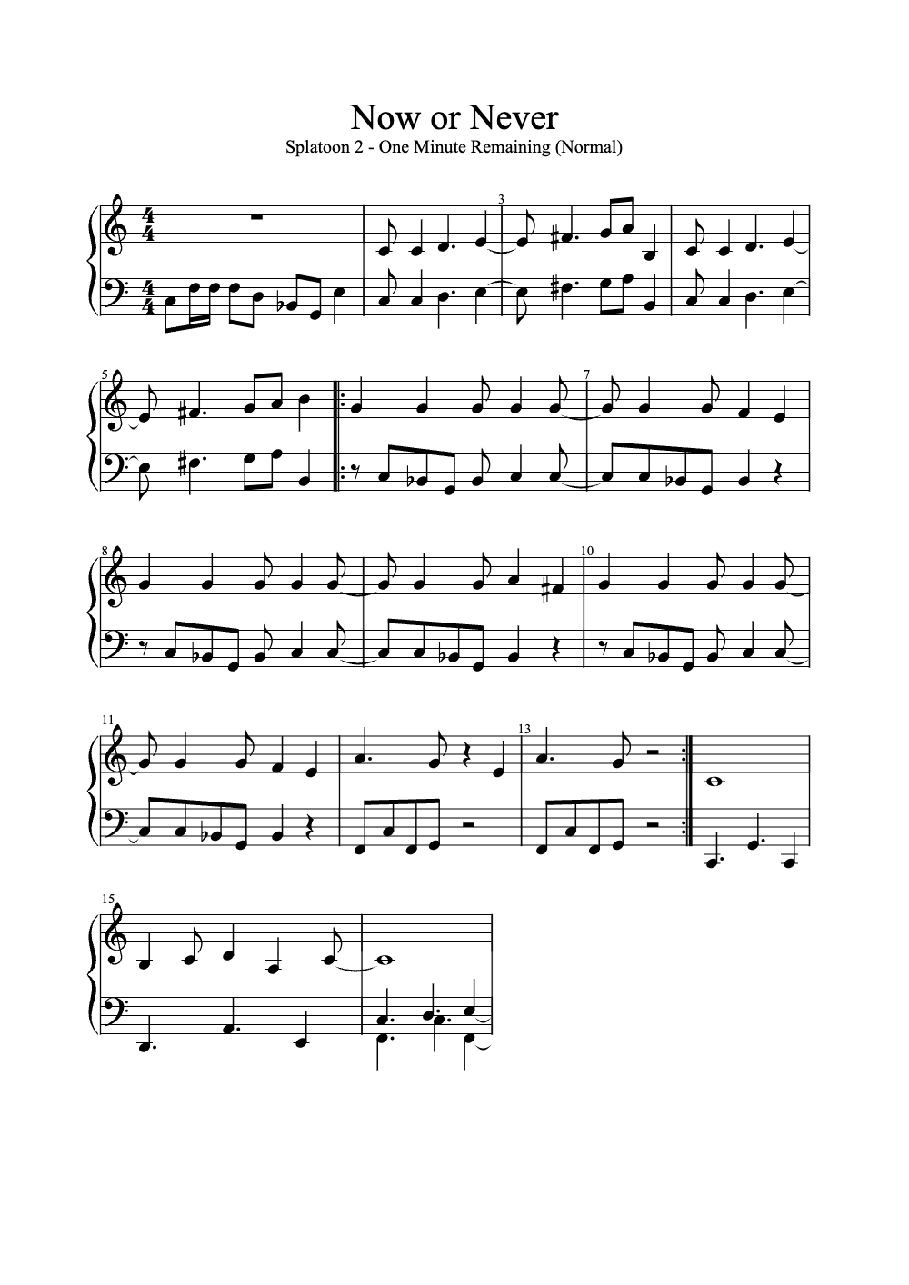 Sheet music preview for Now or Never