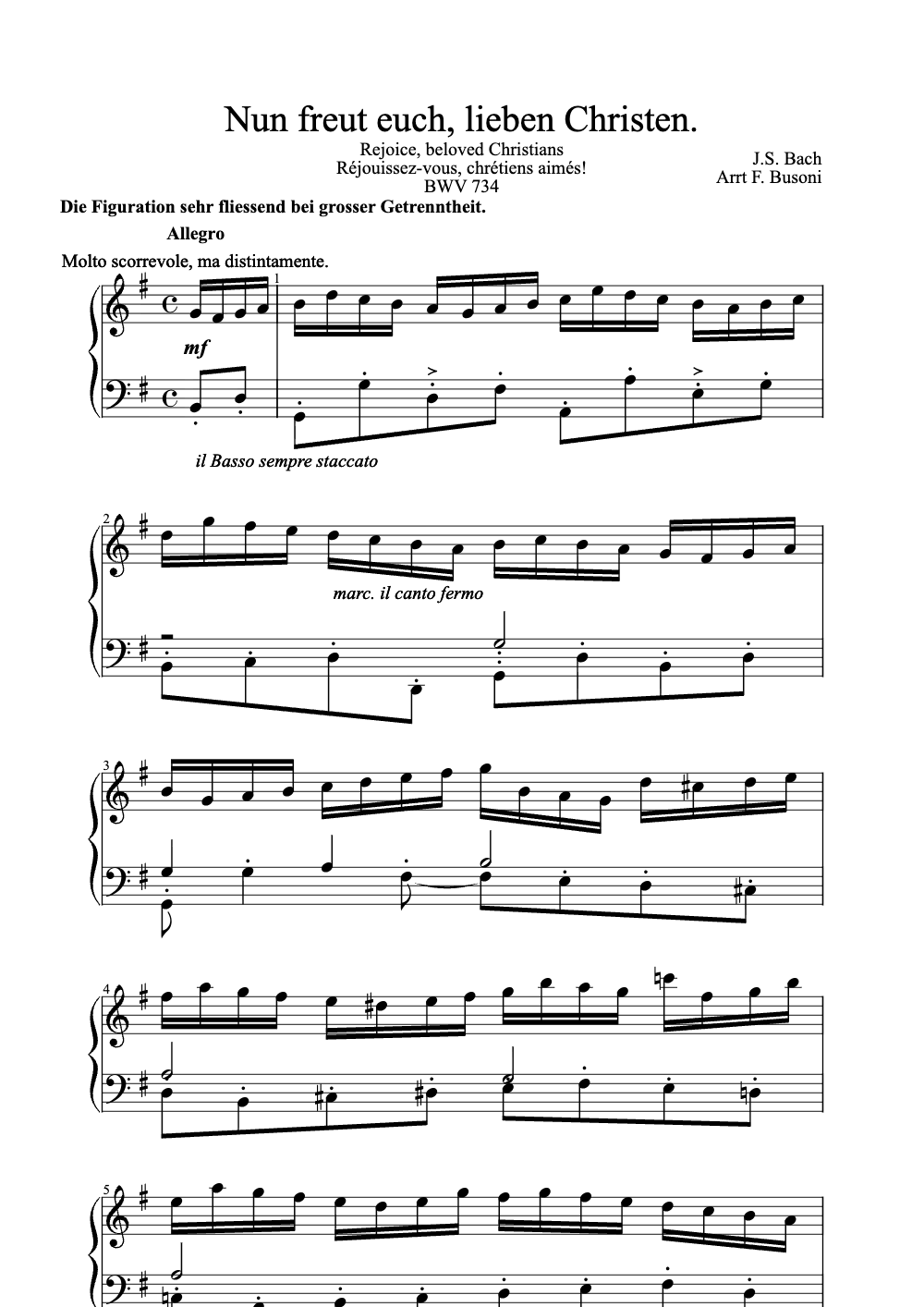 Sheet music preview for Nun Freut Euch, Lieben Christen