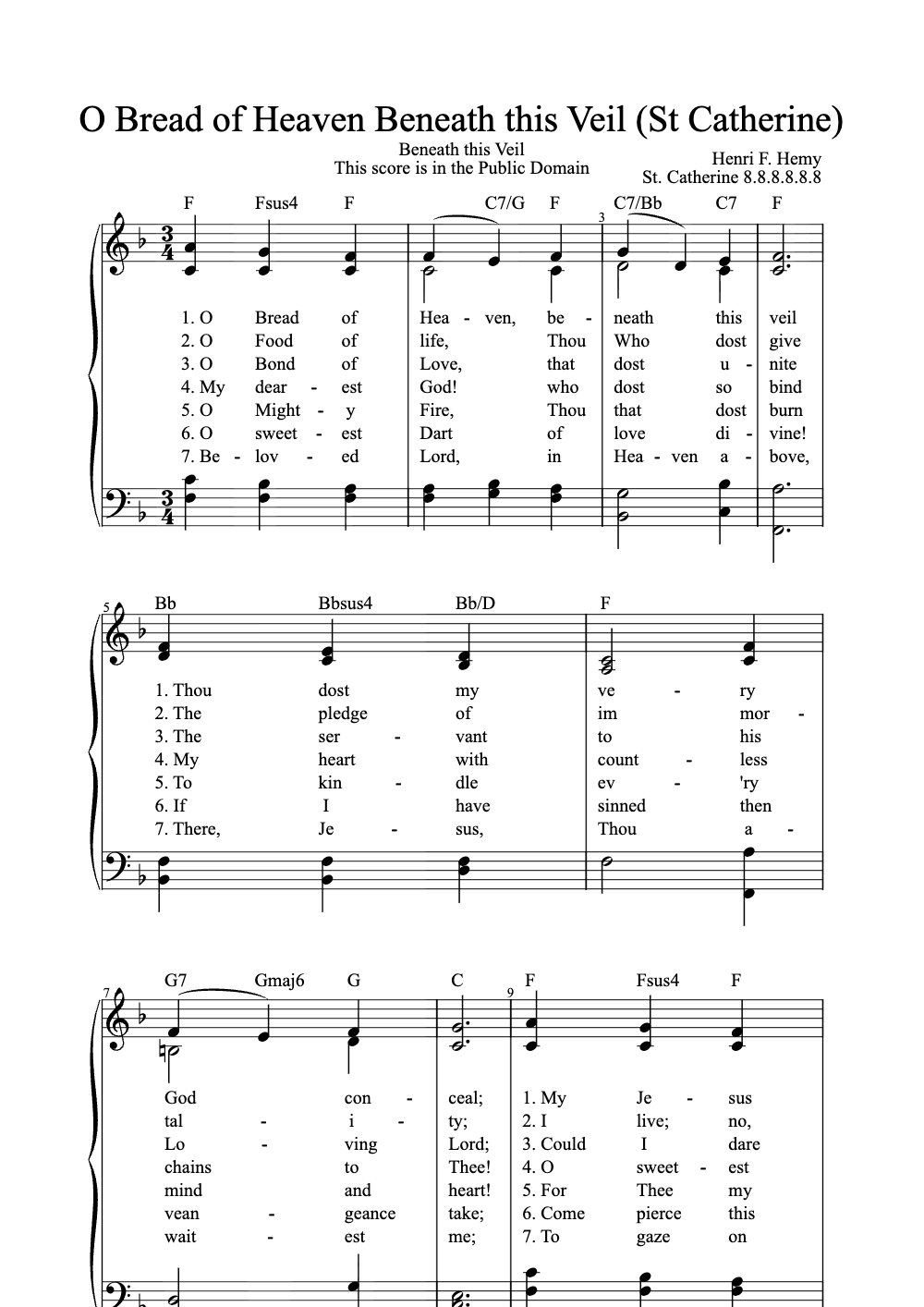 Sheet music preview for O Bread of Heaven Beneath This Veil