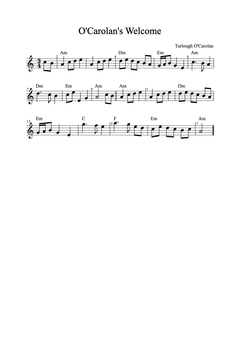 Sheet music preview for O'Carolan's Welcome