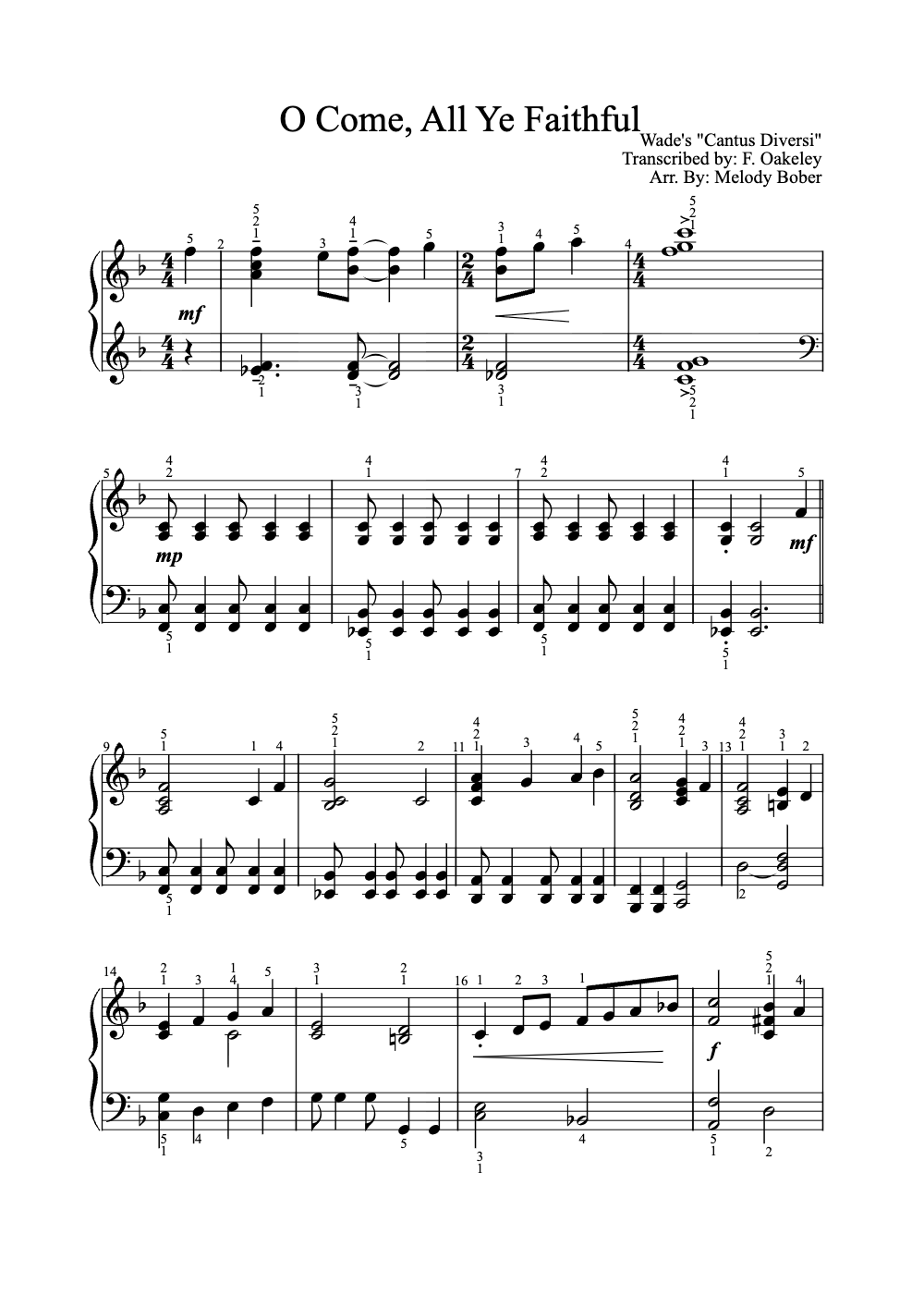 Sheet music preview for O Come, All Ye Faithful