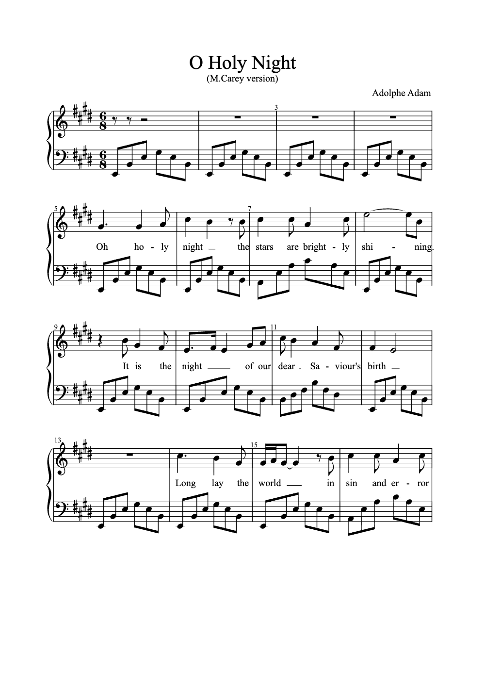 Sheet music preview for O Holy Night