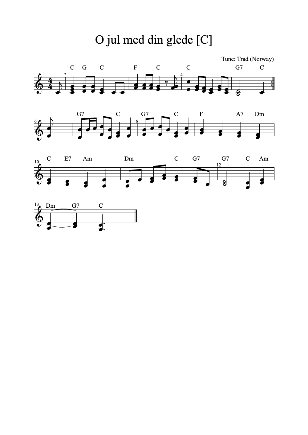 Sheet music preview for O Jul Med Din Glede