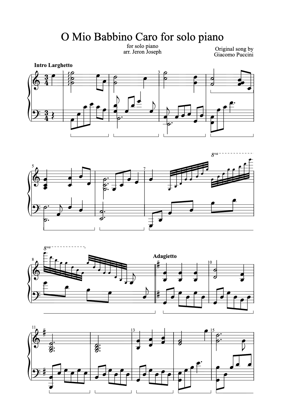 Sheet music preview for O Mio Babbino Caro