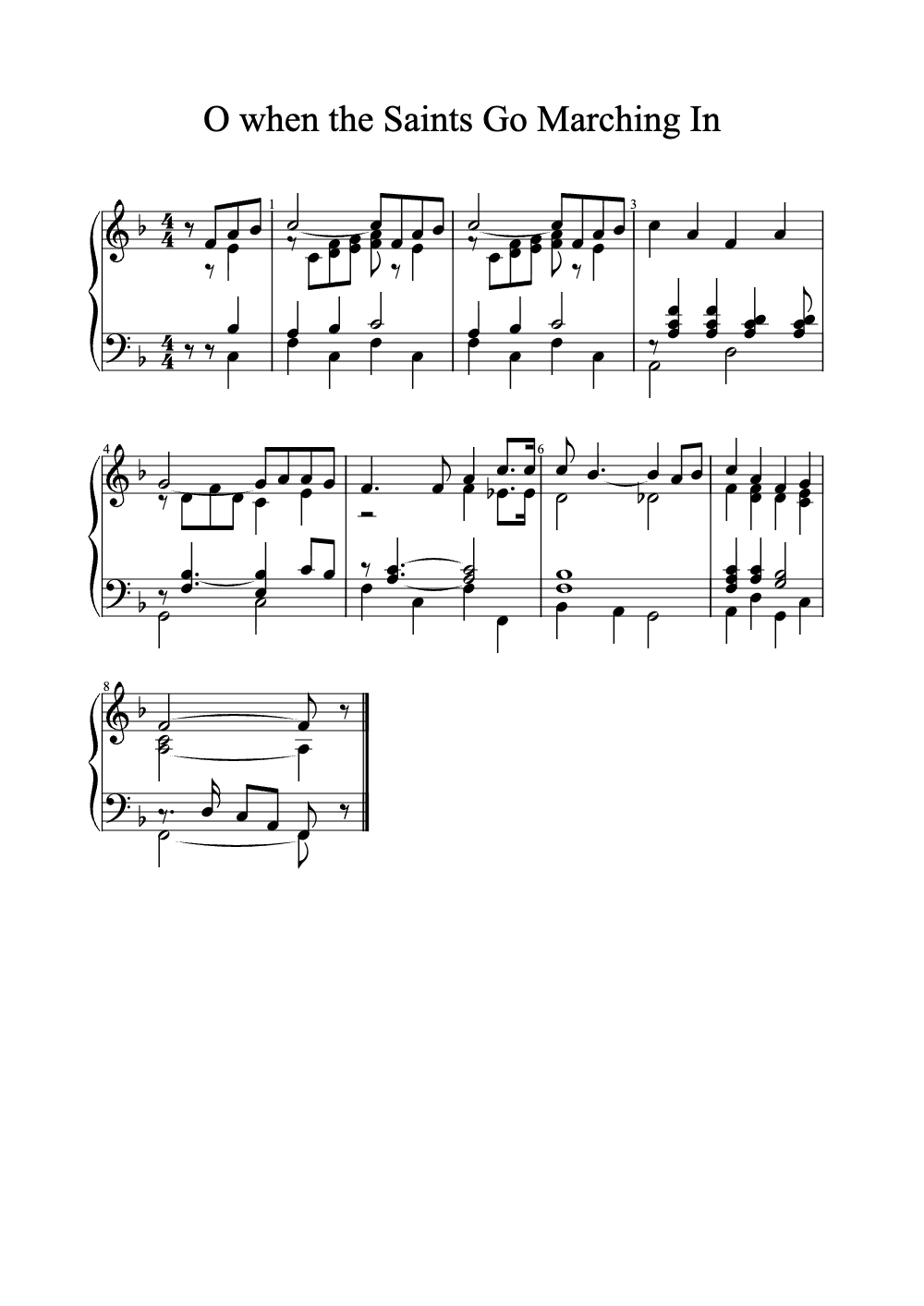 Sheet music preview for O When the Saints Go Marching In