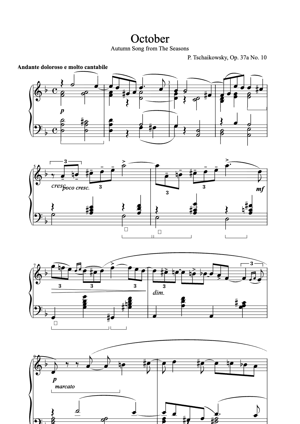 Sheet music preview for October