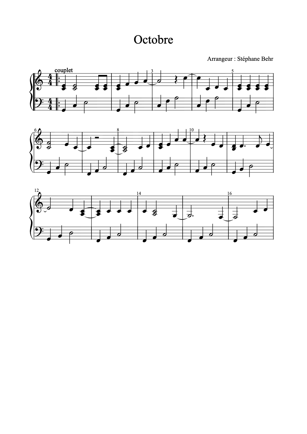Sheet music preview for Octobre