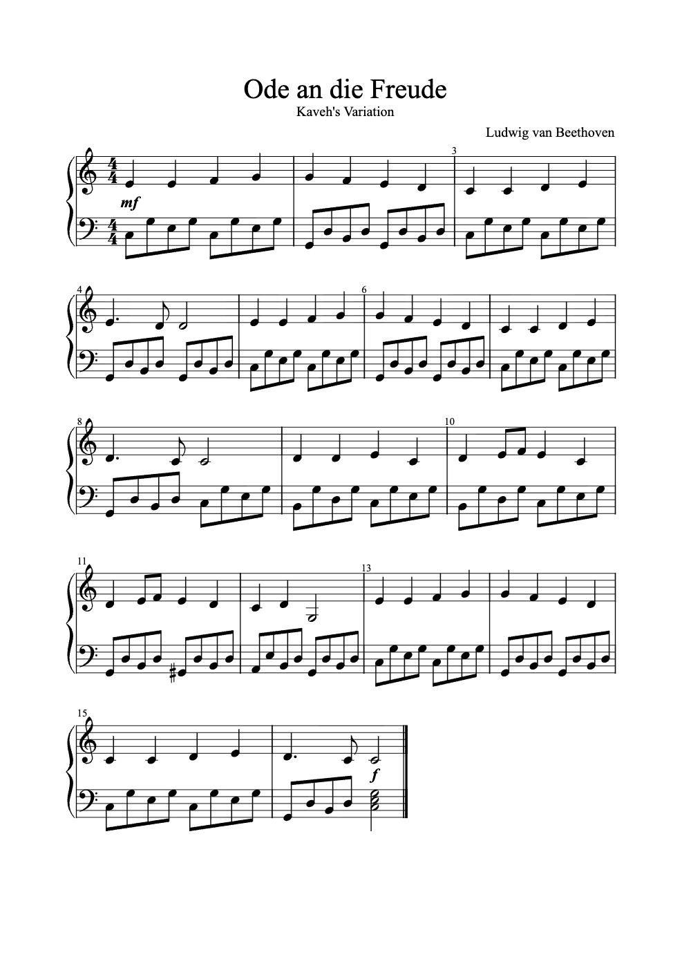 Sheet music preview for Ode an die Freude