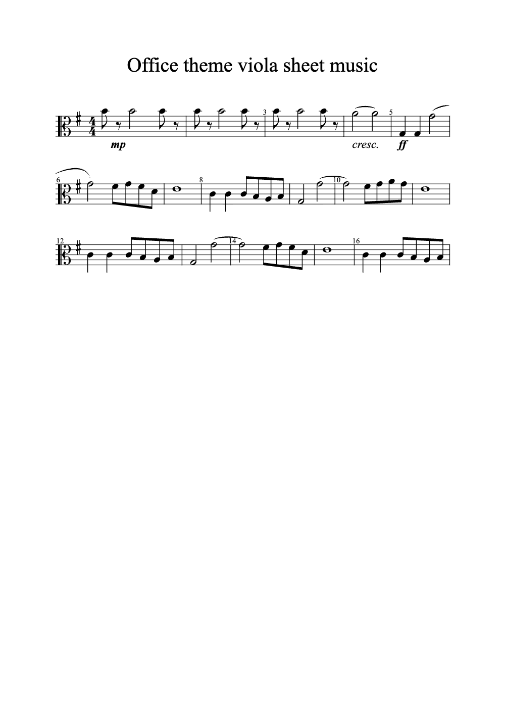 Sheet music preview for Office Theme