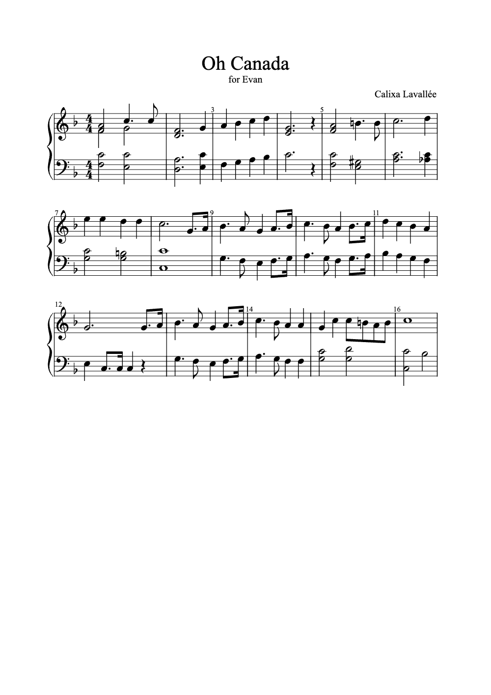 Sheet music preview for O Canada